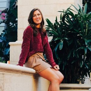 Nude Suede Mini Skirt